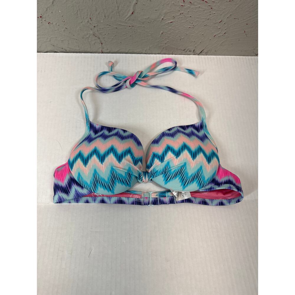 Pink Victoria's Secret Chevron‎ Zig Zag Pastel Padded Bikini Top Size Small